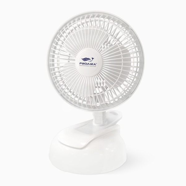 Proaira 6-inch Clip Desk Fan 2 in 1 w/Integrated Base, White DF6W - main